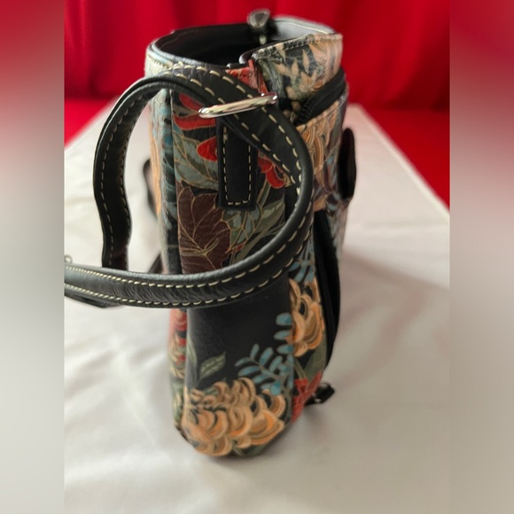 Multisac Black with Multicolor Flowers Crossbody Purse - Picture 5 of 12